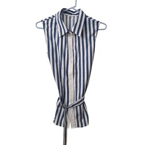 SHEIN Blue and White Striped Button Down Shirt